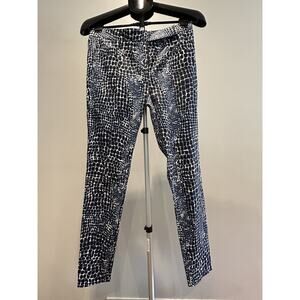 Samantha Sung Women's Crocodile Print Tapered Pants-Blue/Black/Cream-SZ 4